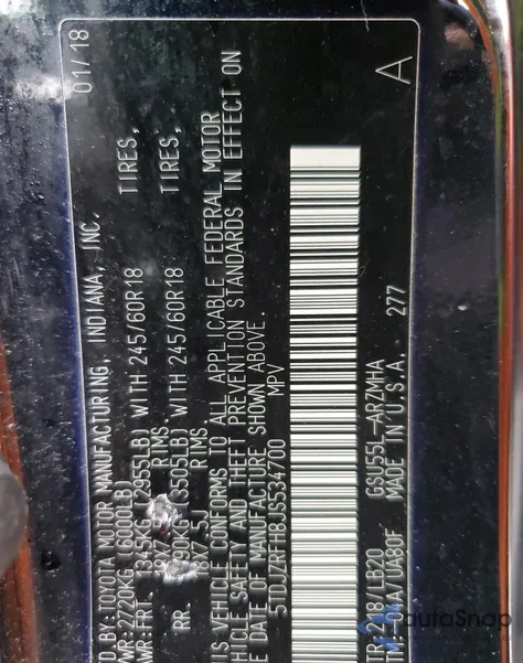 2018 Toyota Highlander Se from USA, damaged, VIN 5TDJZRFH8JS534700